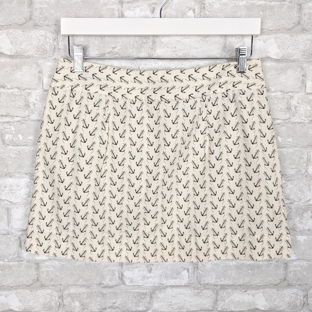 J Crew Anchor Skirt 8 Nautical White Cotton Mini - Picture 2 of 6